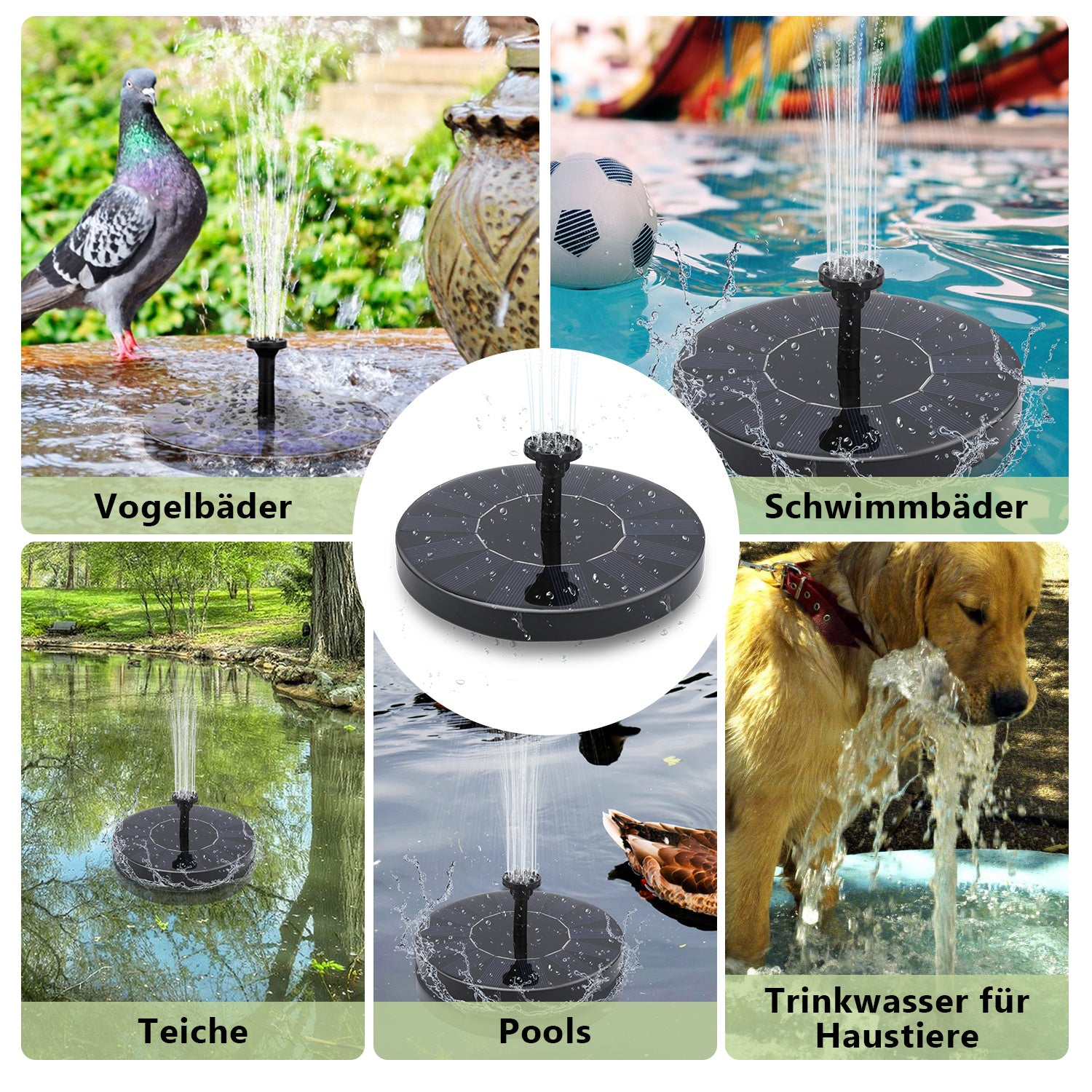 Lospitch Solar Springbrunnenpumpe für Teich