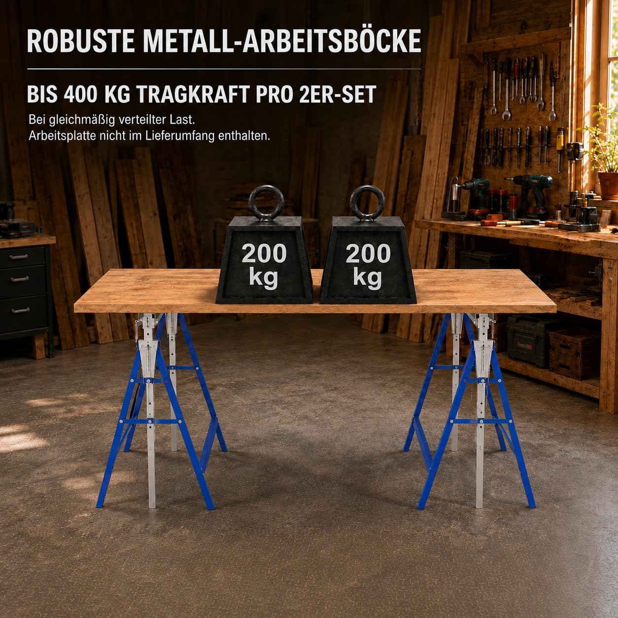 Lospitch Gerüstbock 2er Set 400kg Höhenverstellbar 80 bis 130cm Klappbar für Werkstatt Renovierung