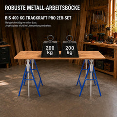 Lospitch Gerüstbock 2er Set 400kg Höhenverstellbar 80 bis 130cm Klappbar für Werkstatt Renovierung