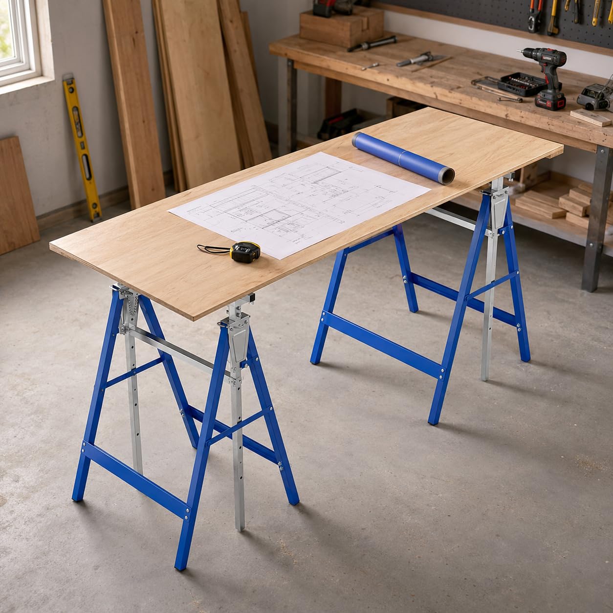 Lospitch Gerüstbock 2er Set 400kg Höhenverstellbar 80 bis 130cm Klappbar für Werkstatt Renovierung