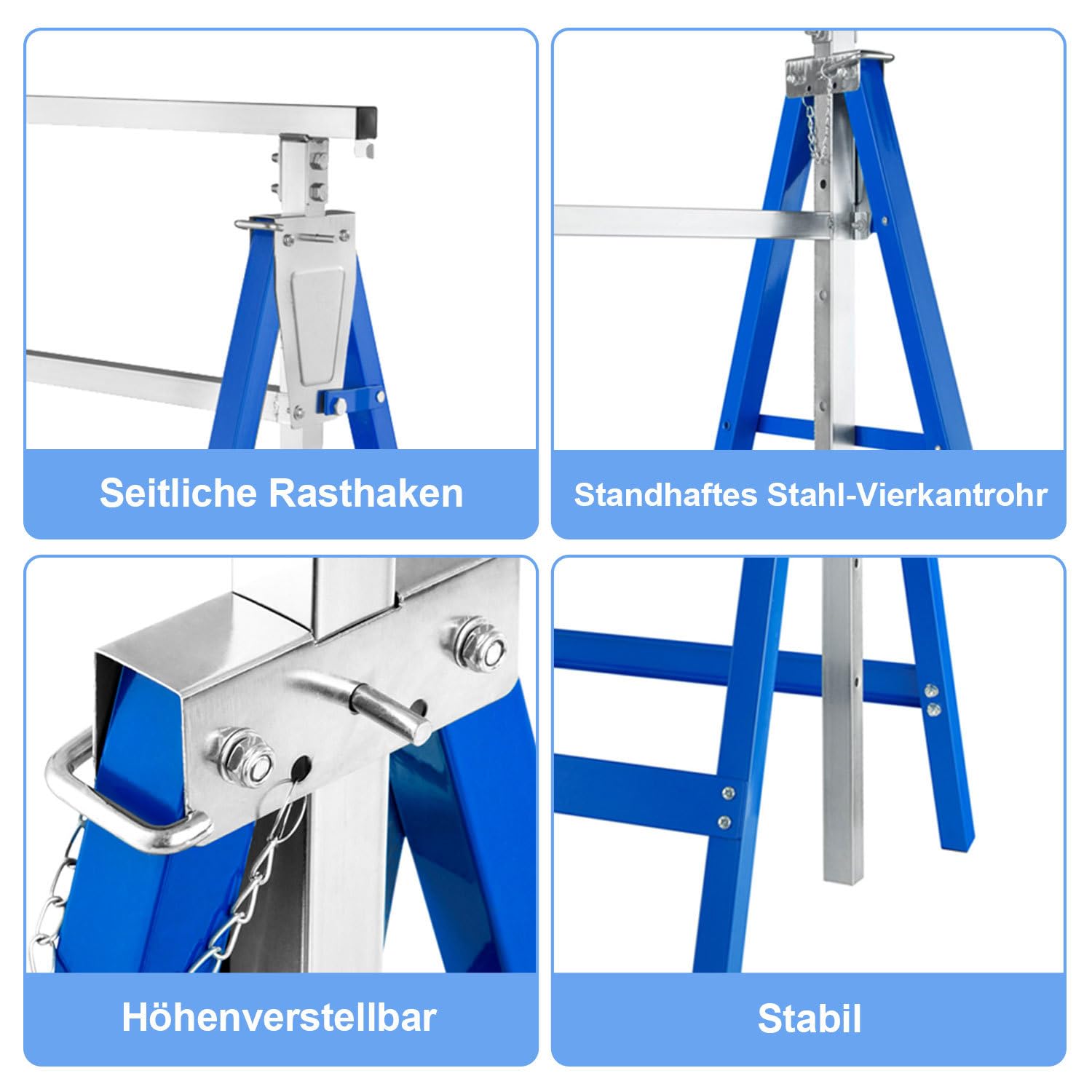 Lospitch Gerüstbock 2er Set 400kg Höhenverstellbar 80 bis 130cm Klappbar für Werkstatt Renovierung