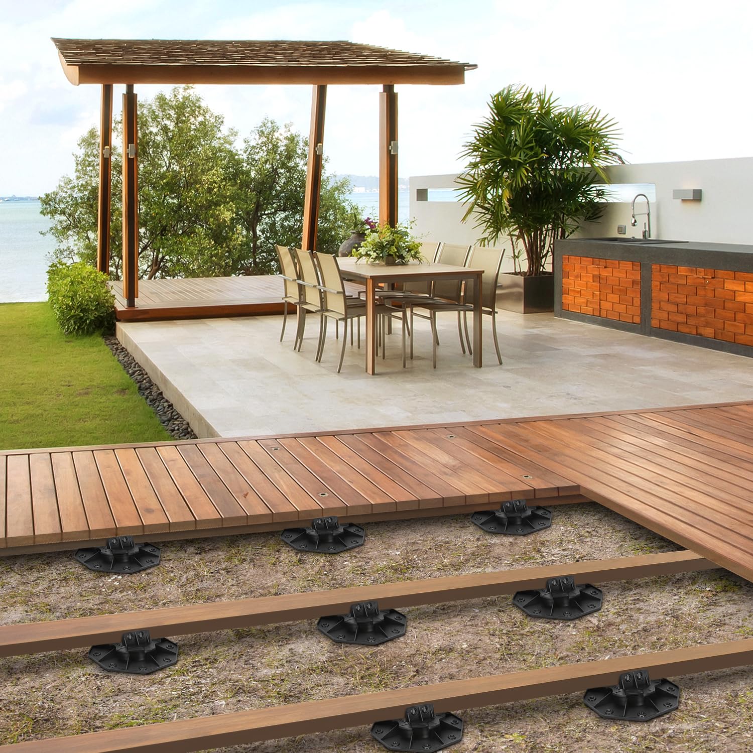 Lospitch Stelzlager höhenverstellbar für Terrassenplatten WPC Holz und Stein