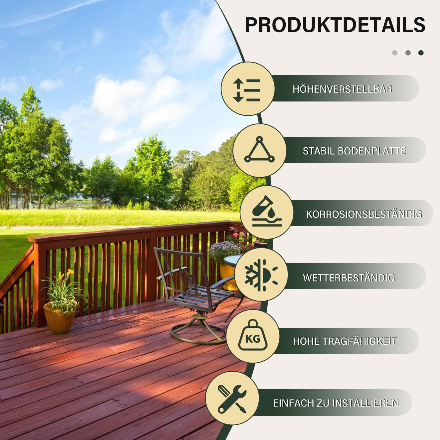Lospitch Stelzlager höhenverstellbar für Terrassenplatten WPC Holz und Stein