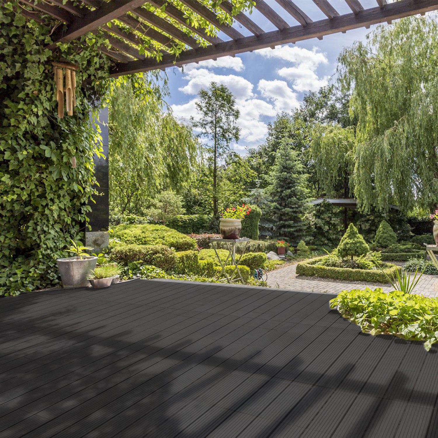 Lospitch WPC Terrassenfliesen 30 x 60 cm mit Klick-System