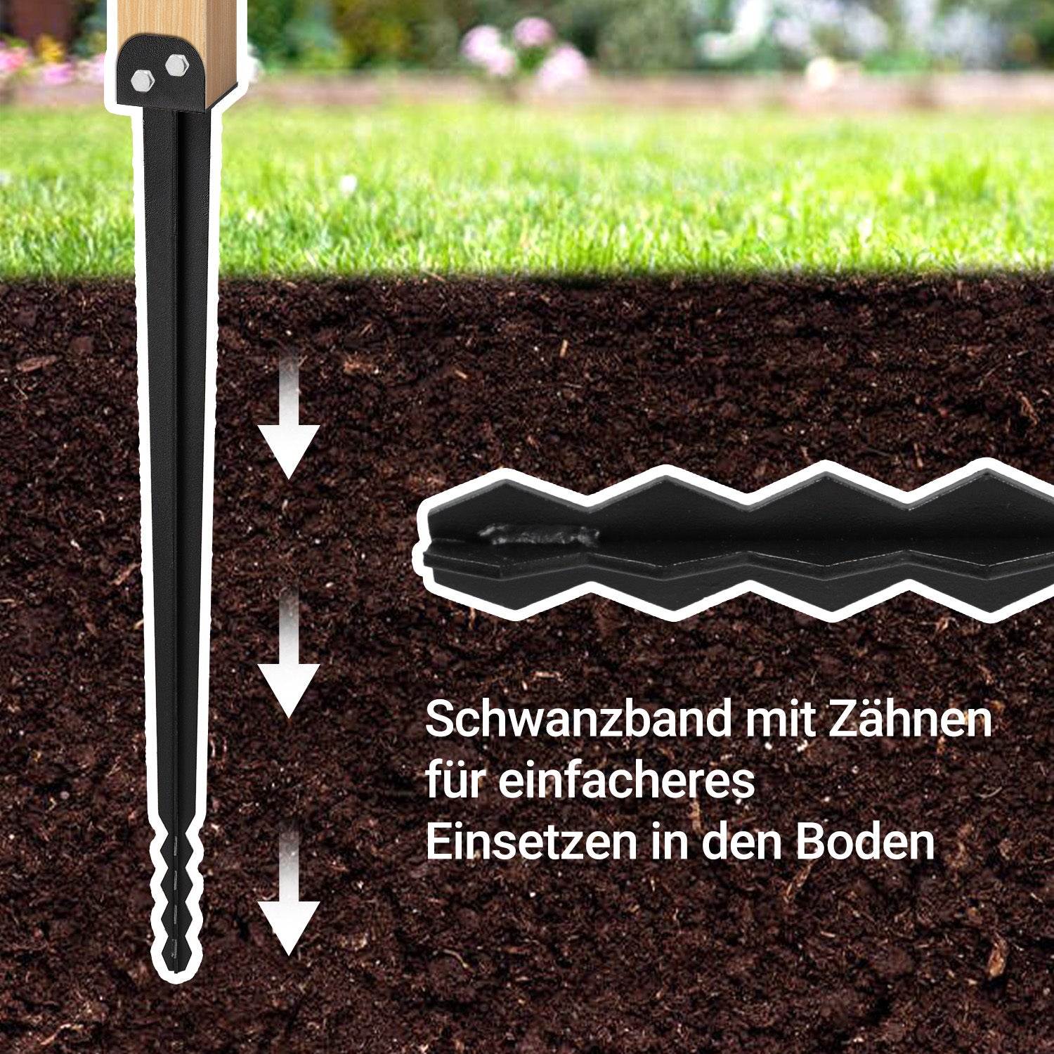 Lospitch Einschlaghülse für Holzpfosten im Garten