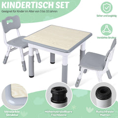 Lospitch Kindertisch 60/80/120 cm höhenverstellbar mit Stühlen für Kinderzimmer