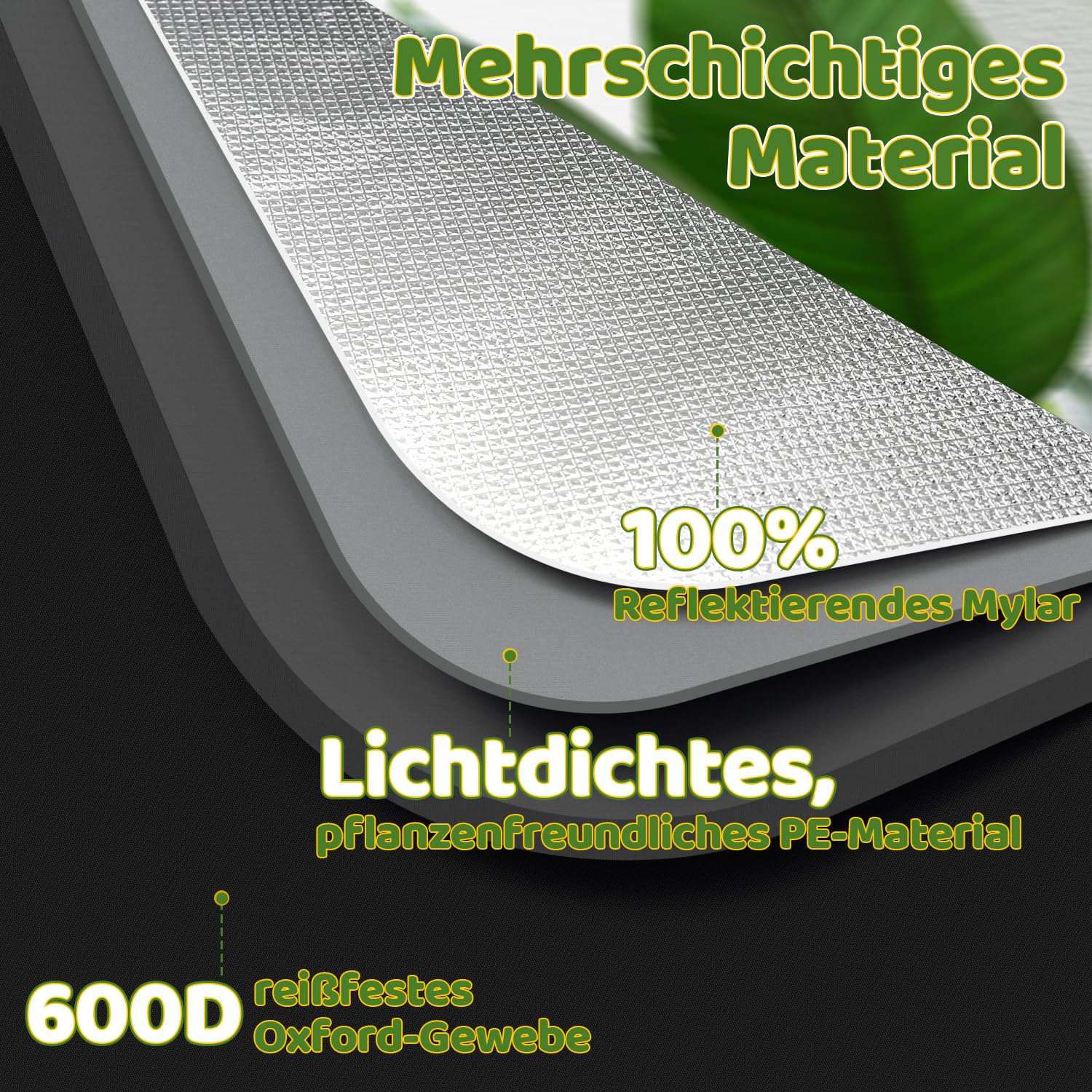 Lospitch Growbox Growzelt 600D Oxford Lichtdicht Wasserdicht mit Sichtfenster