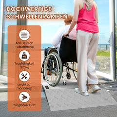 Lospitch Türschwellenrampe Aluminium 270 kg Rollstuhlrampe mit Tragegriff