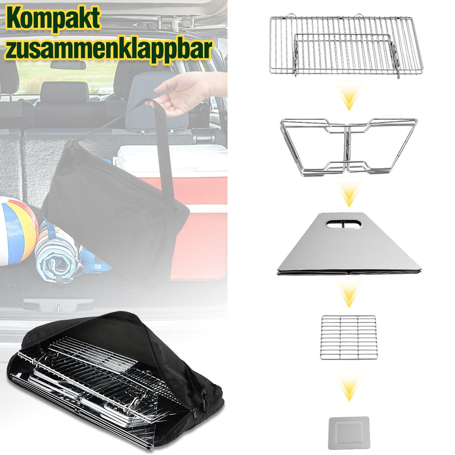 Lospitch Mini Campinggrill 31 x 31 cm klappbar