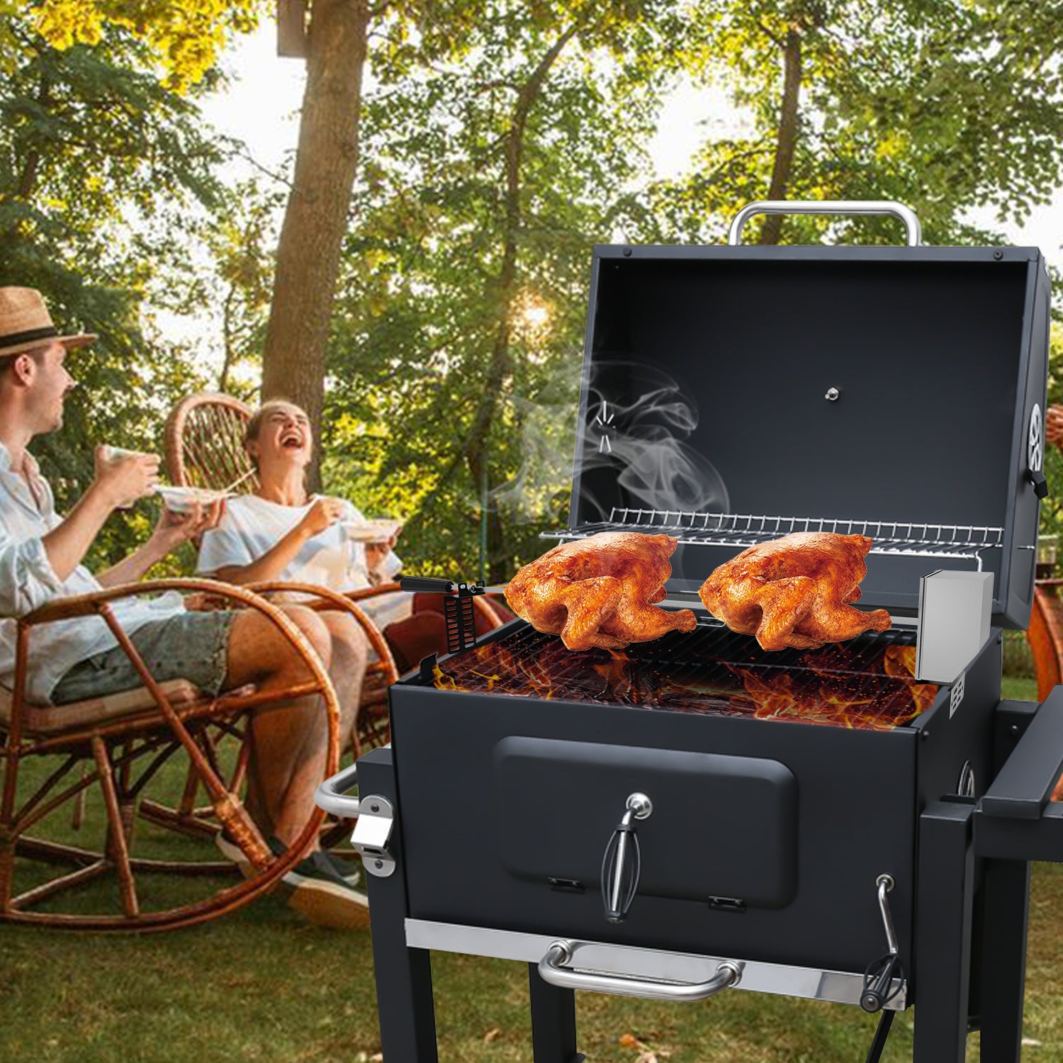 Lospitch Elektrischer Grillspieß 107 cm Edelstah