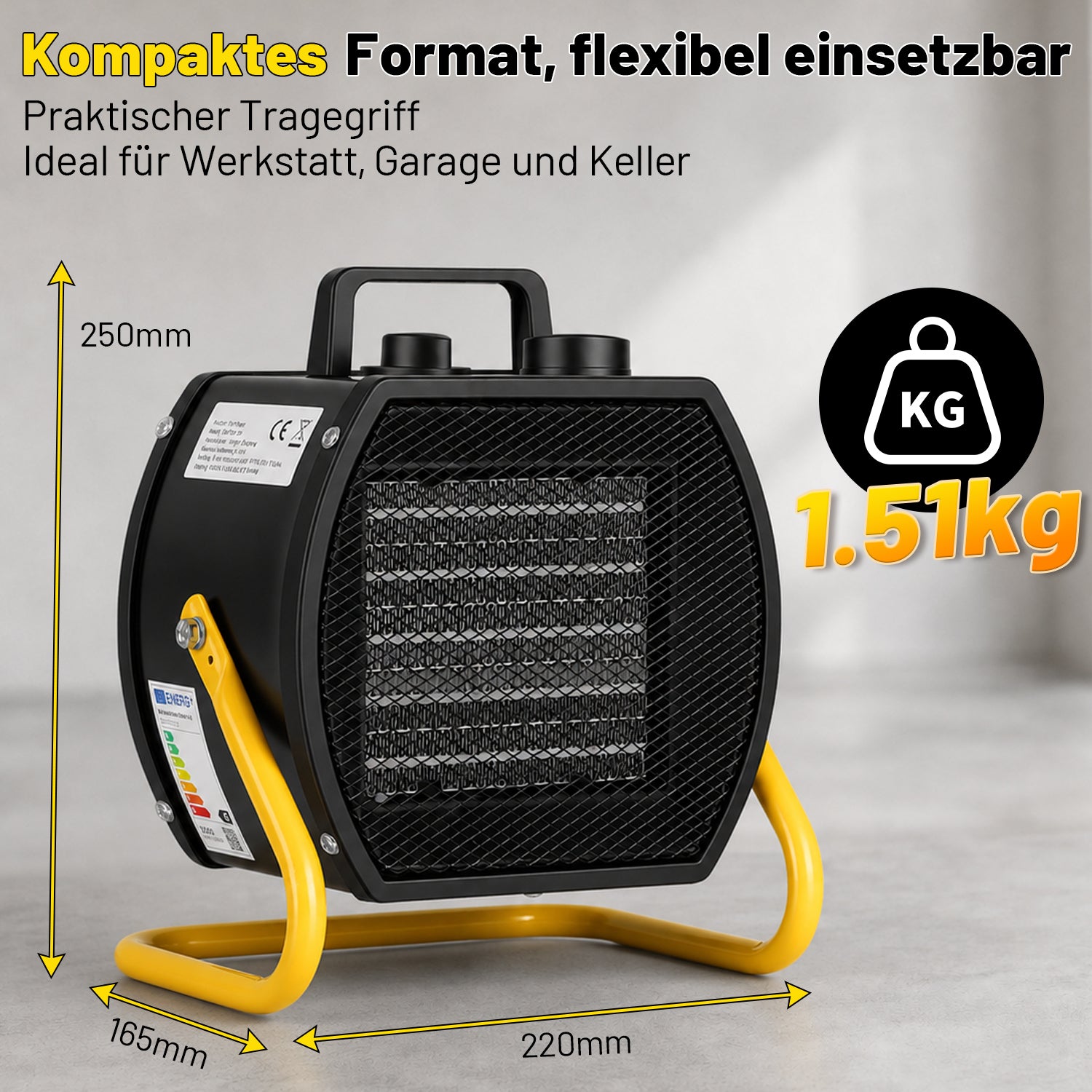 Lospitch Heizlüfter 2000/3000W PTC Bauheizer mit Thermostat