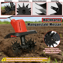 Lospitch Akku Bodenhacke 400W Gartenfräse mit 2 Akkus für Gemüsebeete