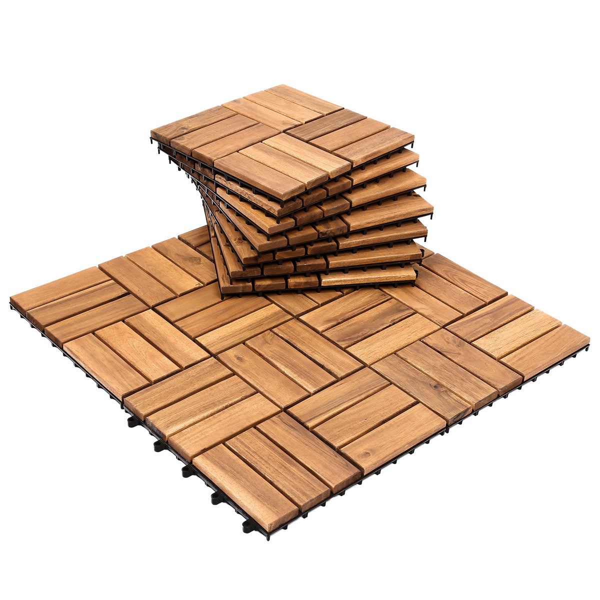 Lospitch Holzfliesen Akazienholz 30x30 cm 12 Latten mit Klicksystem