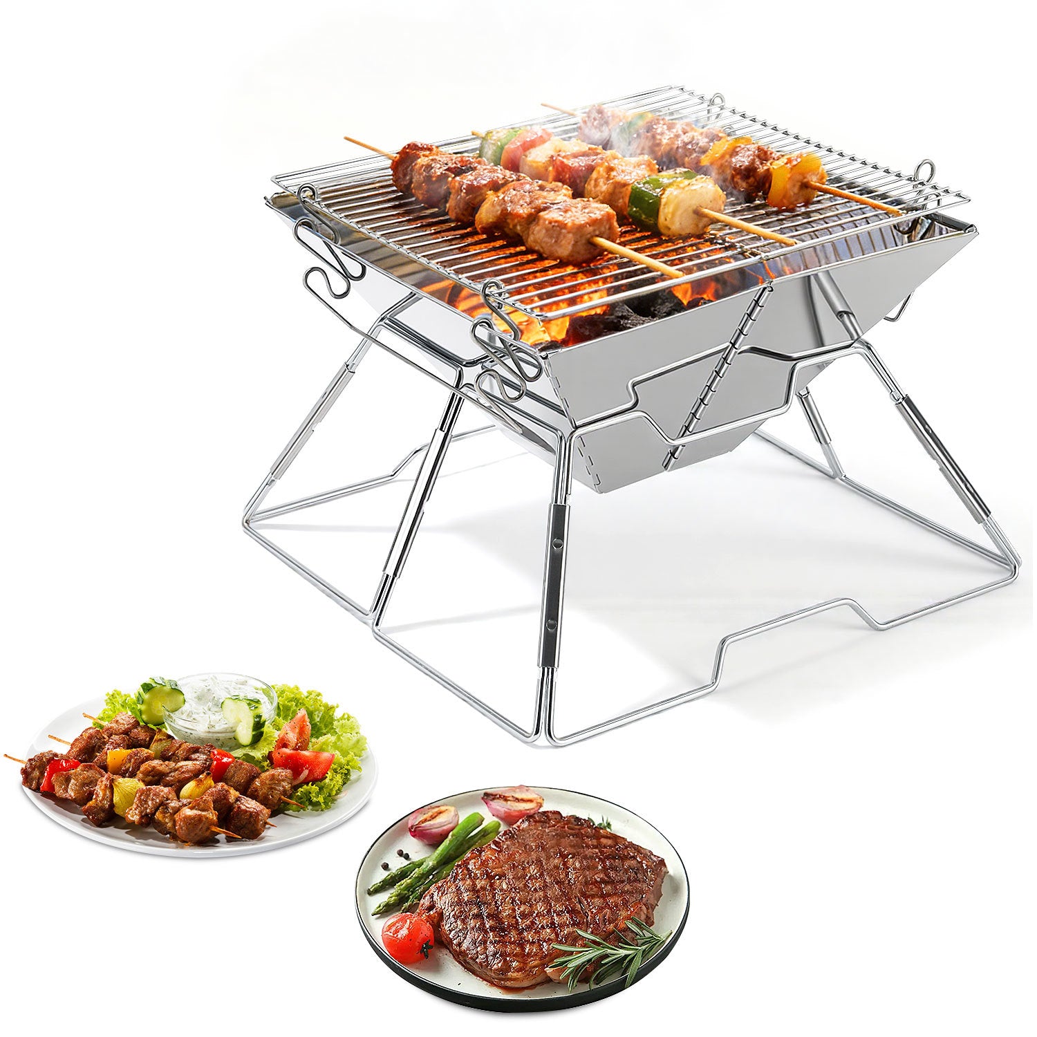 Lospitch Mini Campinggrill 31 x 31 cm klappbar