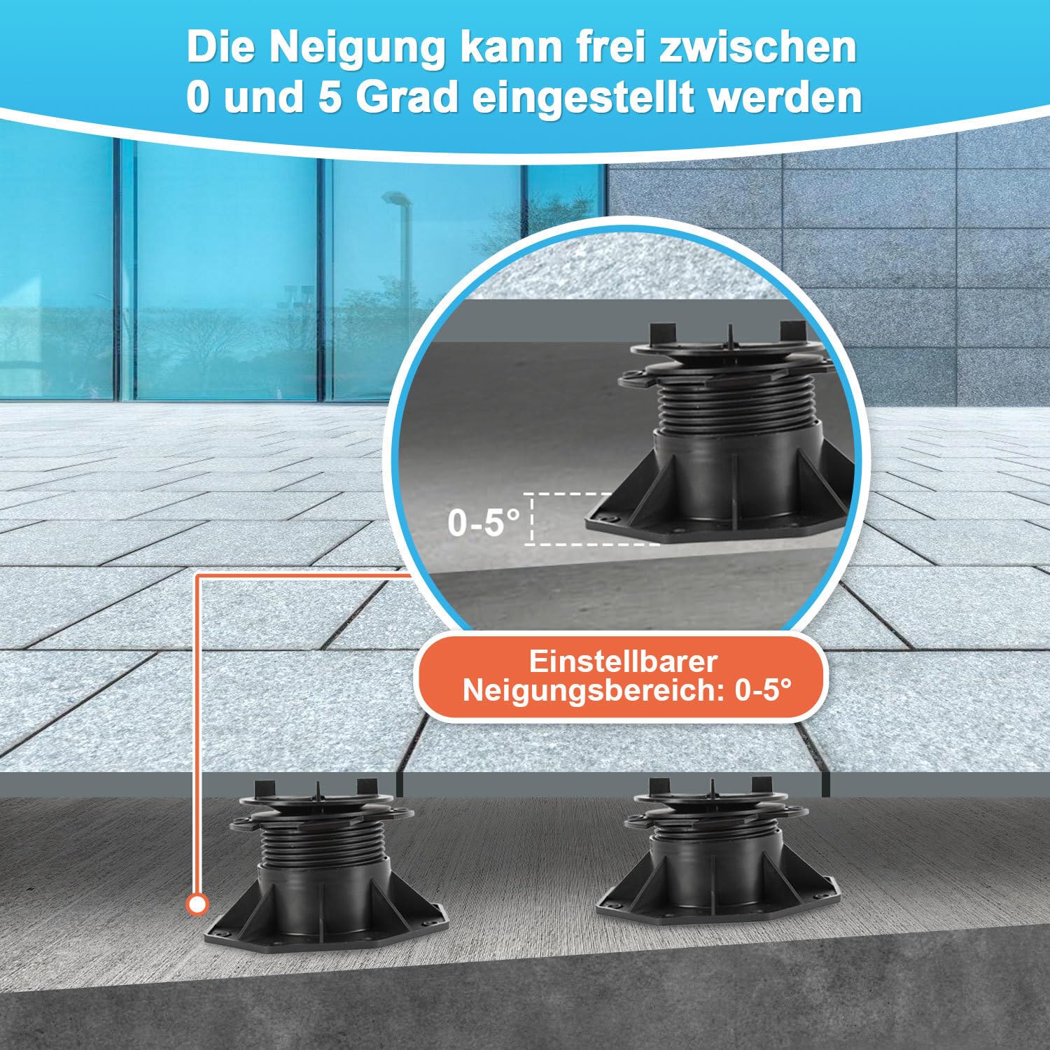 Lospitch Terrassenlager höhenverstellbar 19-140 mm für Platten und Fliesen