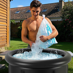 Lospitch Eisbaden Tonne mit Abdeckung für Garten und Terrasse