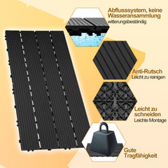 Lospitch WPC Terrassenfliesen 30 × 60 cm mit Klick-System