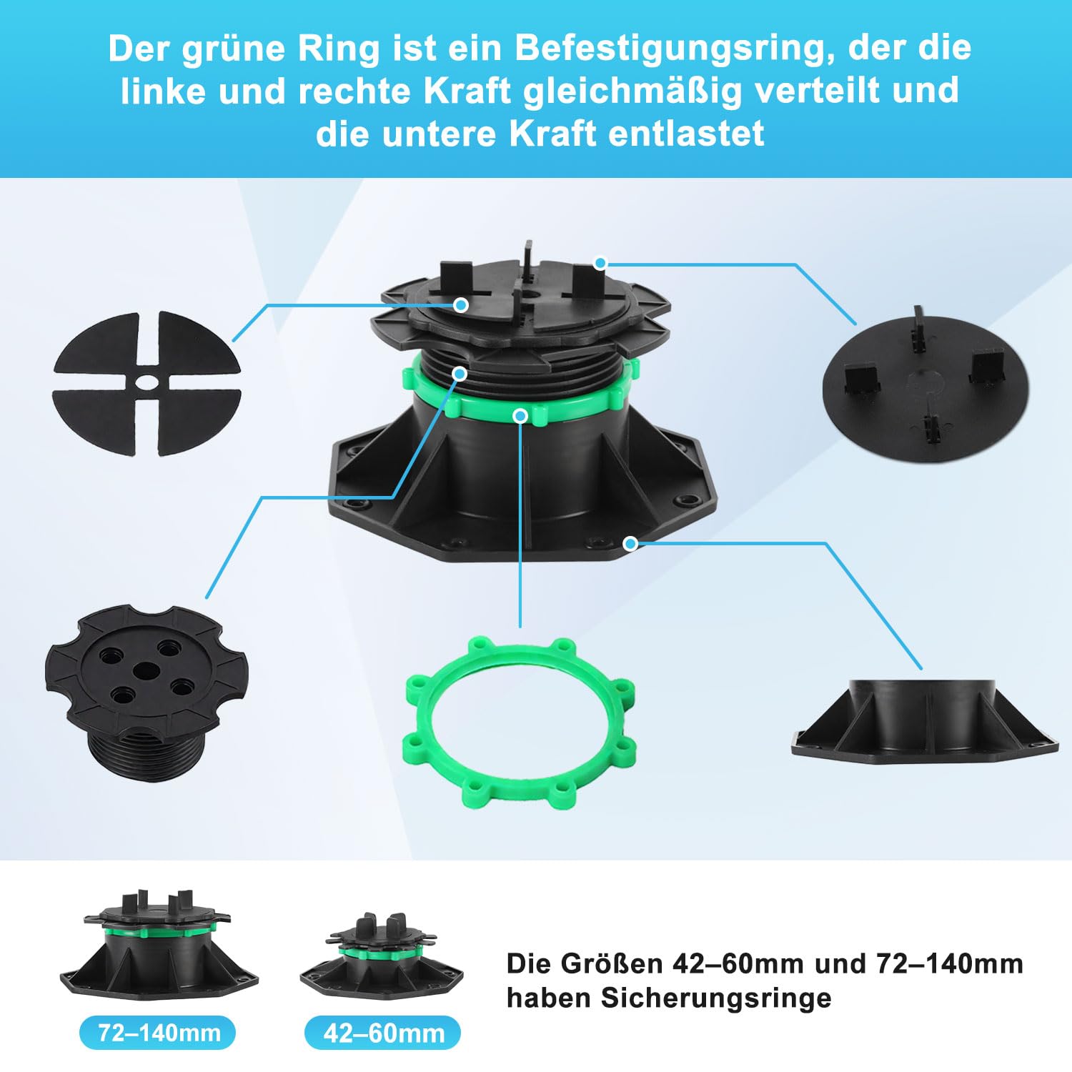 Lospitch Terrassenlager höhenverstellbar 19-140 mm für Platten und Fliesen