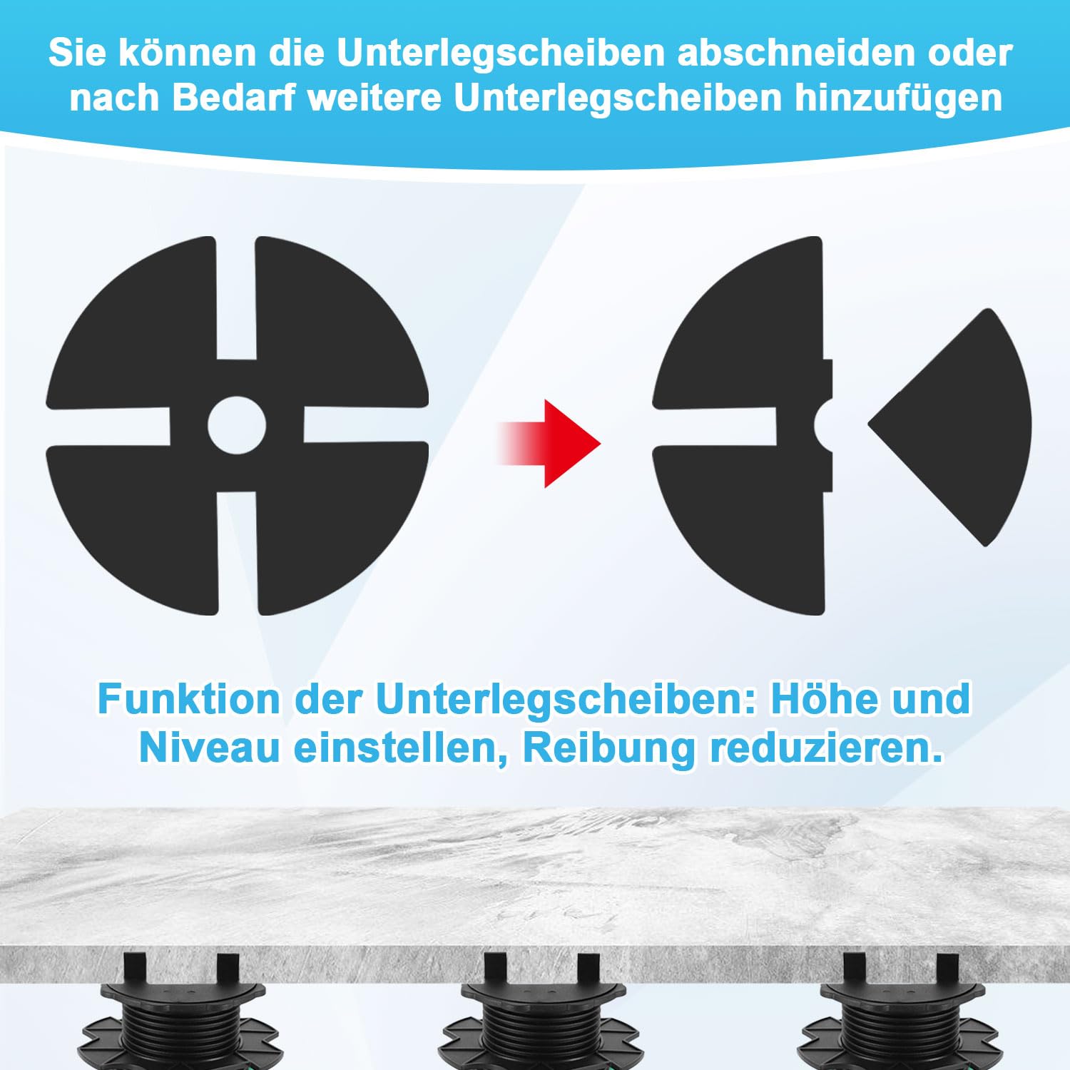 Lospitch Terrassenlager höhenverstellbar 19-140 mm für Platten und Fliesen