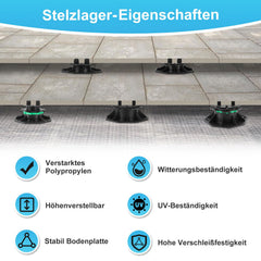 Lospitch Terrassenlager höhenverstellbar 19-140 mm für Platten und Fliesen