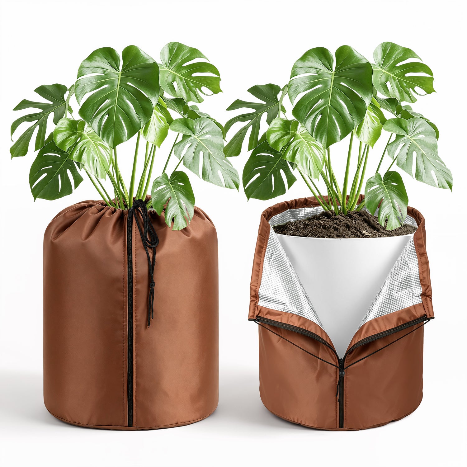 Lospitch Winterschutz für Pflanzkübel Ø45/65 cm 2er Set mit Reißverschluss