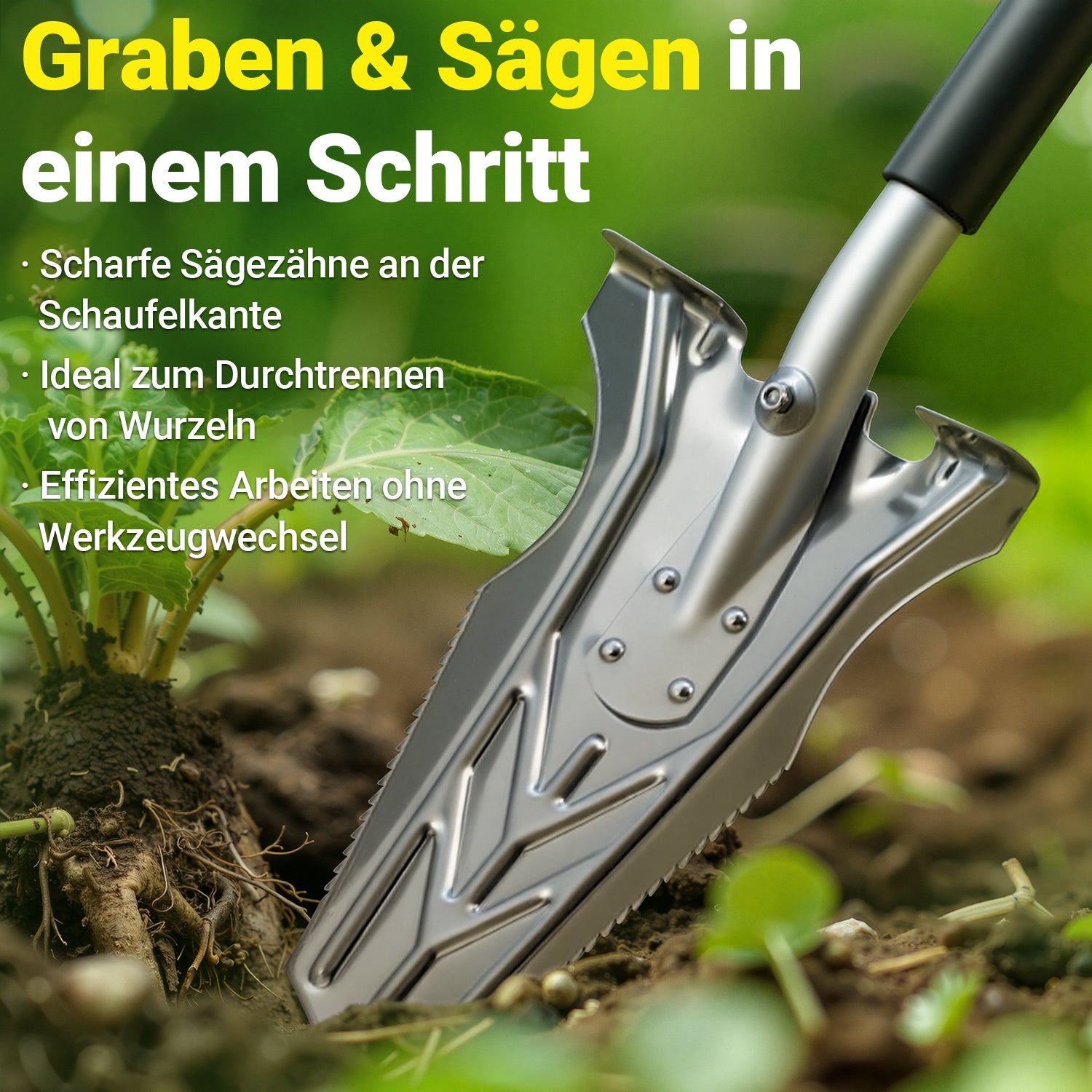 Lospitch Wurzelspaten 120 cm mit Wurzelsäge