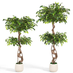 Lospitch Künstlicher Ficus 120/150 cm mit Topf für Wohnzimmer und Büro