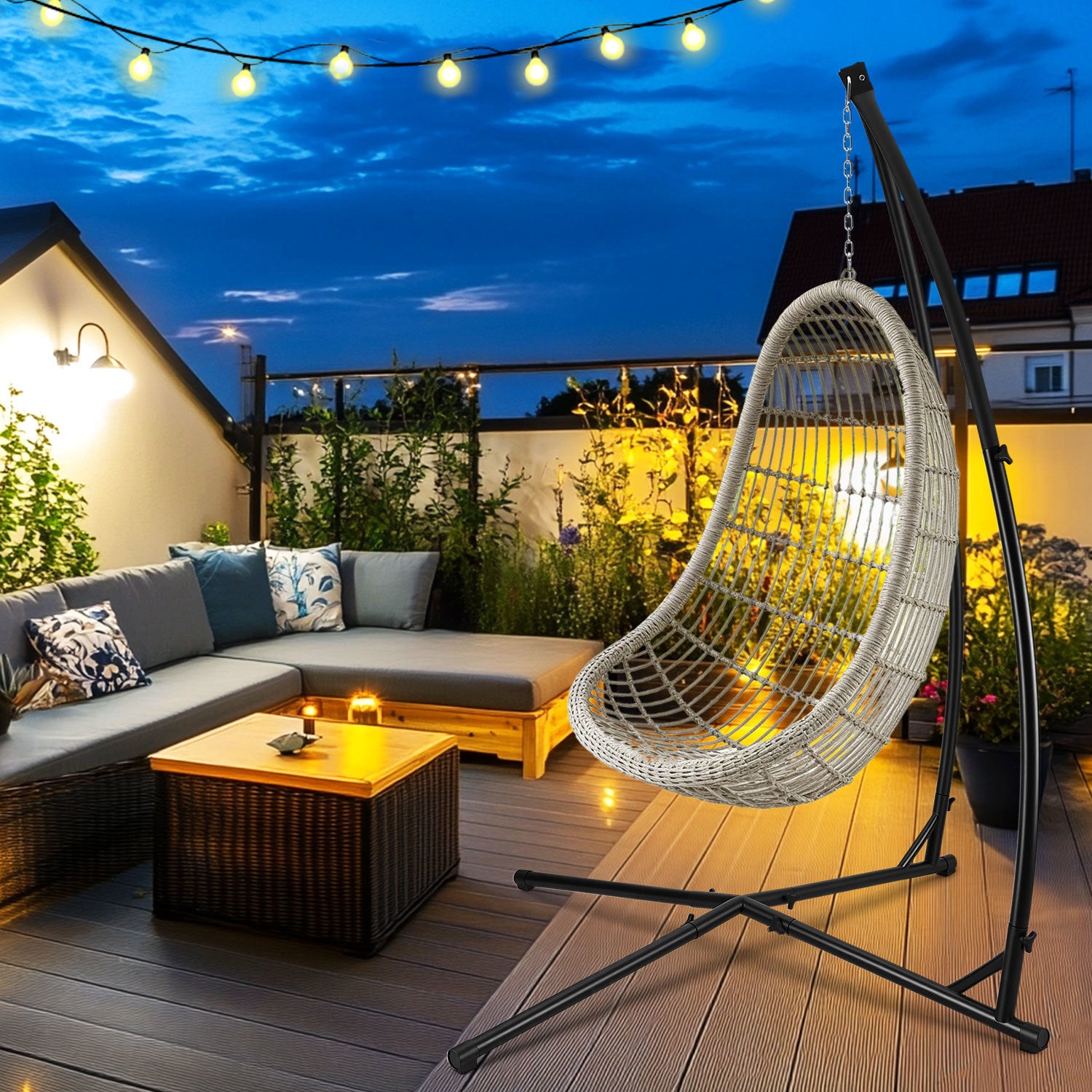 Lospitch Metall Hängesessel Gestell für Garten Terrasse