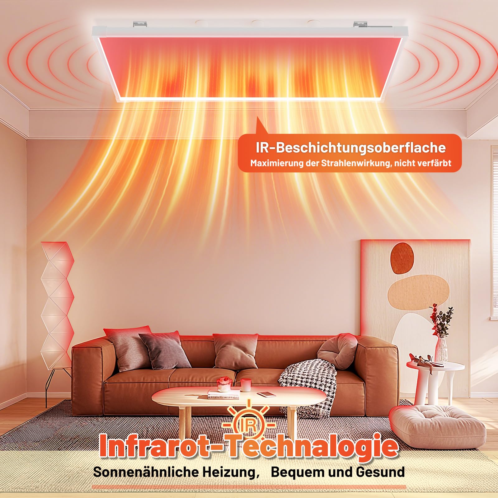 Lospitch Infrarot Deckenheizung 360/770W mit Thermostat WLAN und LED Licht