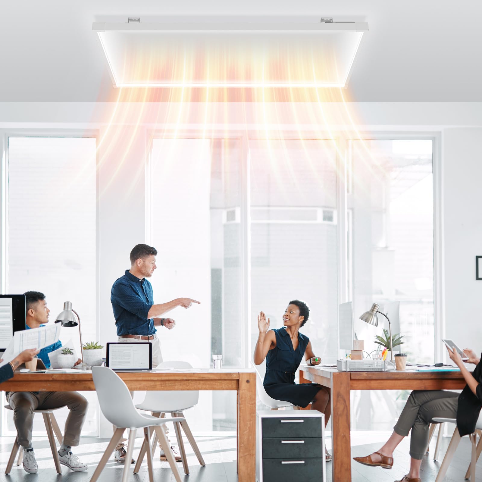Lospitch Infrarot Deckenheizung 360/770W mit Thermostat WLAN und LED Licht