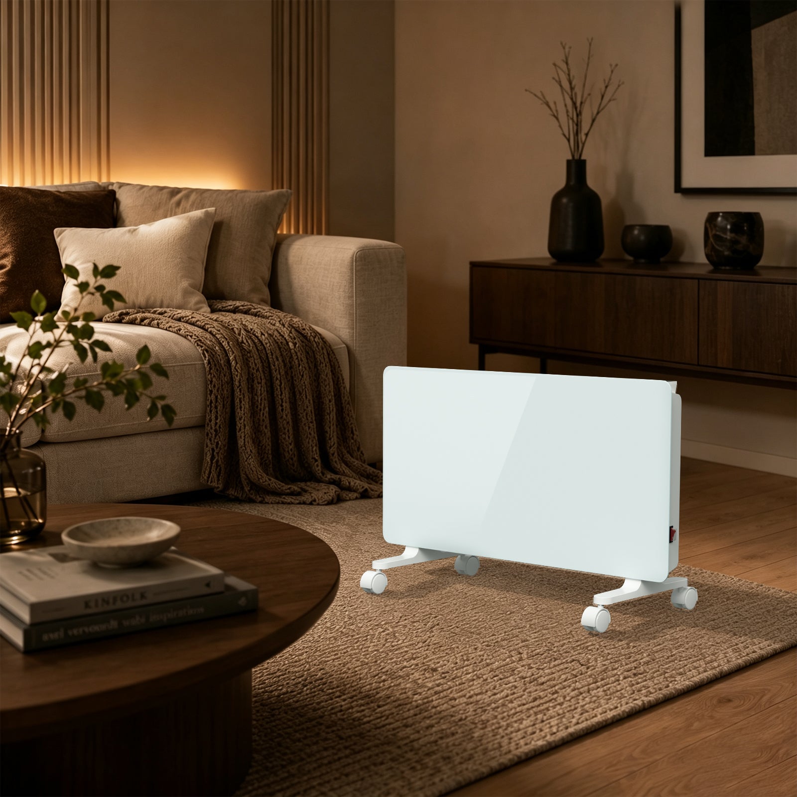 Lospitch WLAN Konvektor Heizung 2000/2500W mit Thermostat und Glasfront