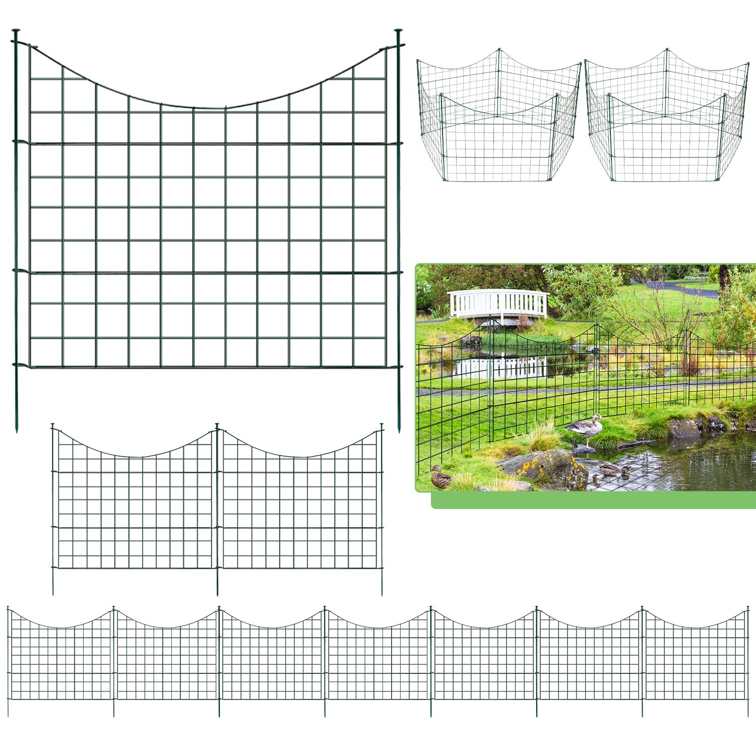 Lospitch Metall Gartenzaun 5er Set 3,74 m zum Stecken
