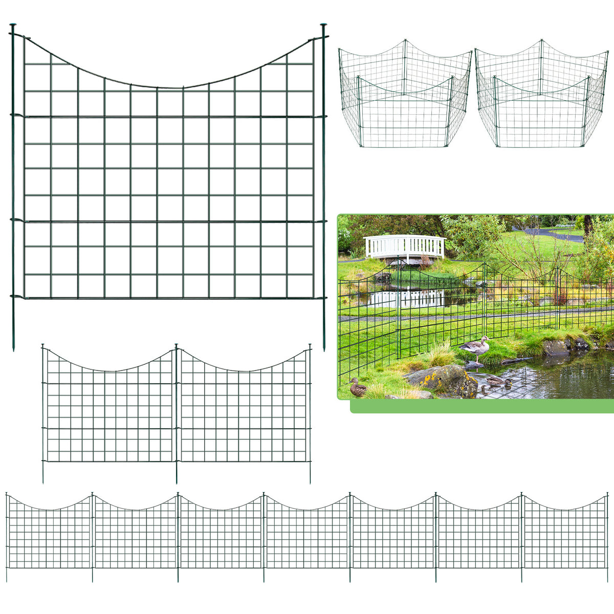 Lospitch Metall Gartenzaun 5er Set 3,74 m zum Stecken