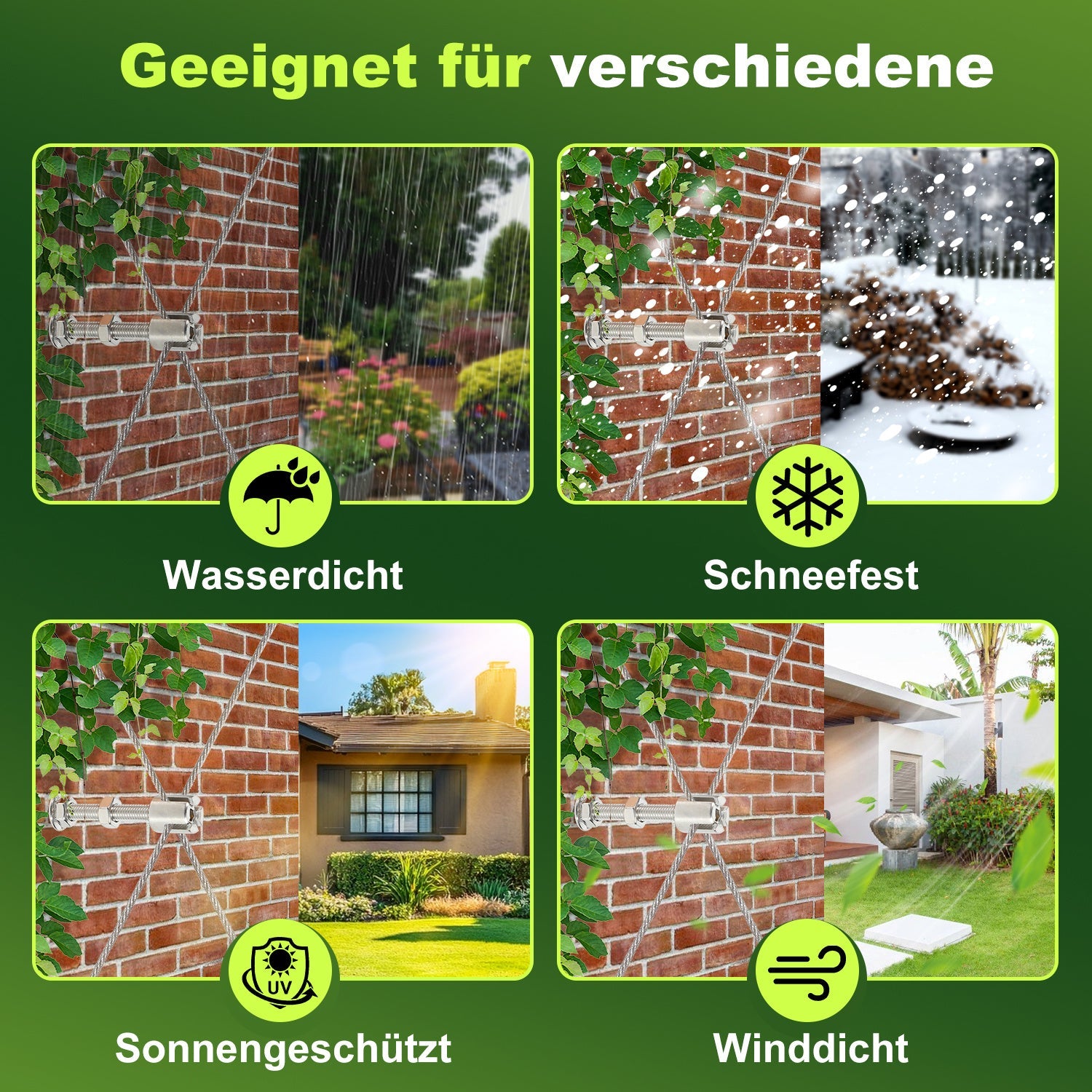Lospitch Edelstahl Rankhilfe 12 m Set für Kletterpflanzen