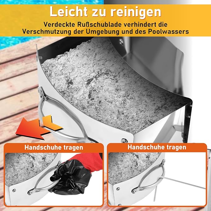 Lospitch Edelstahl Holz Poolheizung für Gartenpool