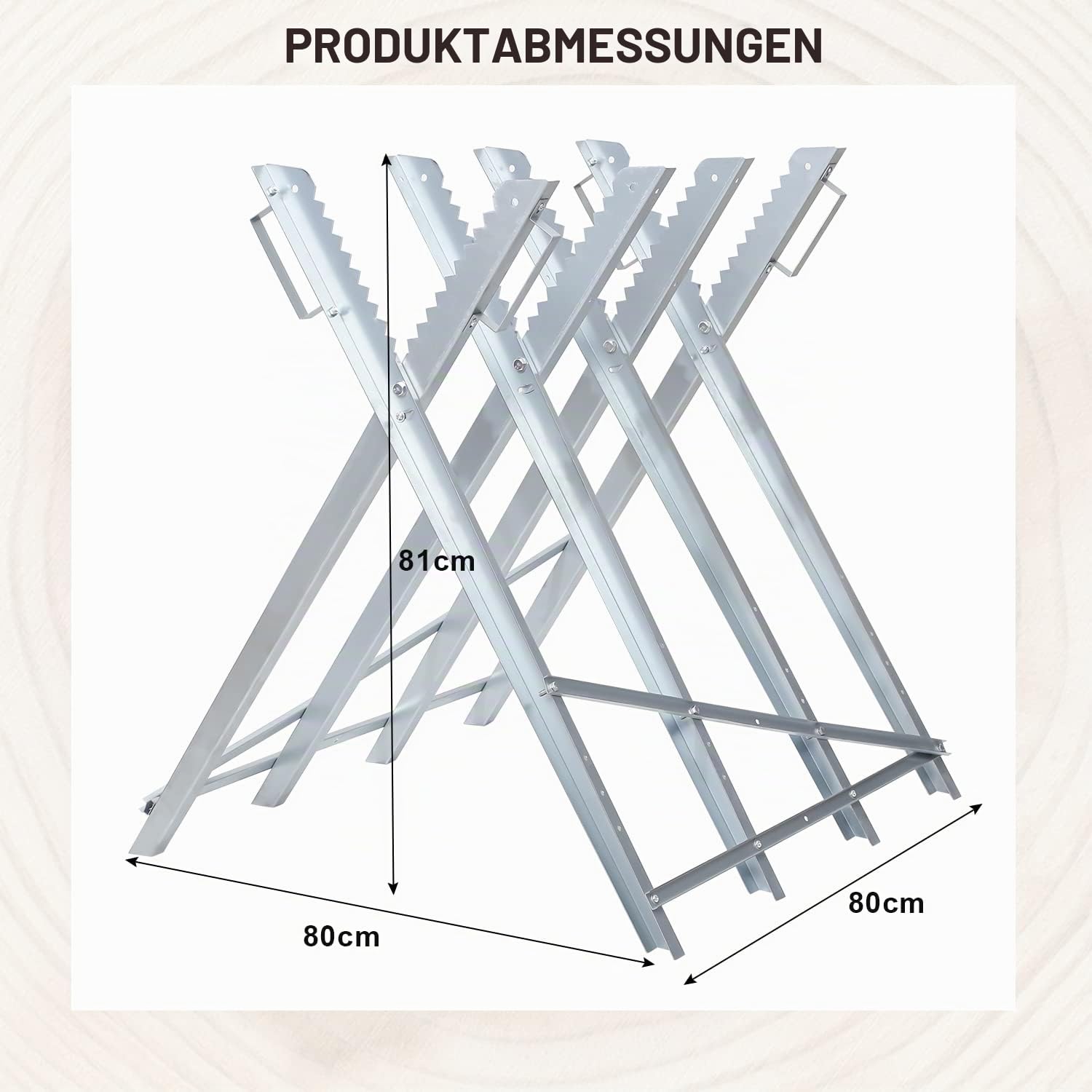 Lospitch Sägebock klappbar 81 x 80 x 80 cm bis 150 kg für Brennholz