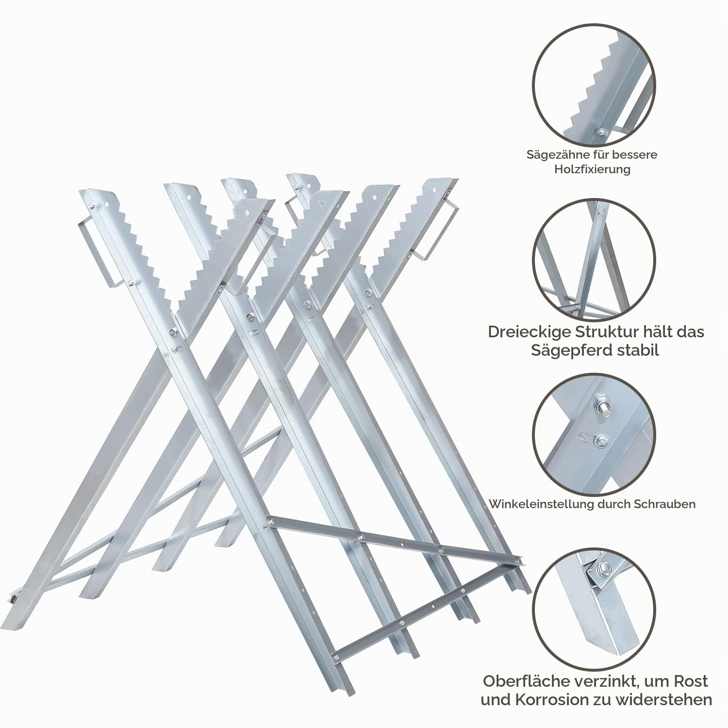 Lospitch Sägebock klappbar 81 x 80 x 80 cm bis 150 kg für Brennholz