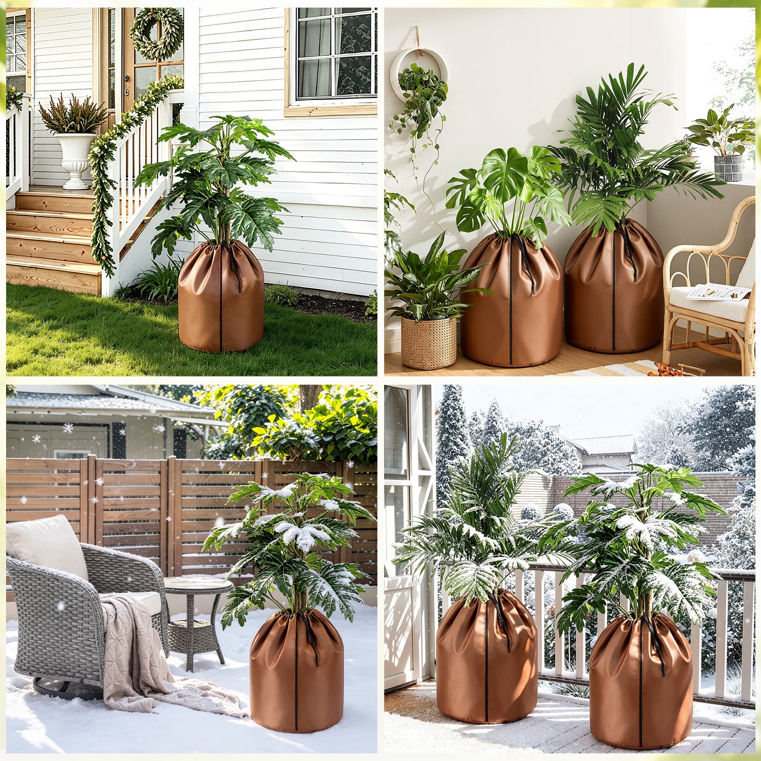 Lospitch Winterschutz für Pflanzkübel Ø45/65 cm 2er Set mit Reißverschluss