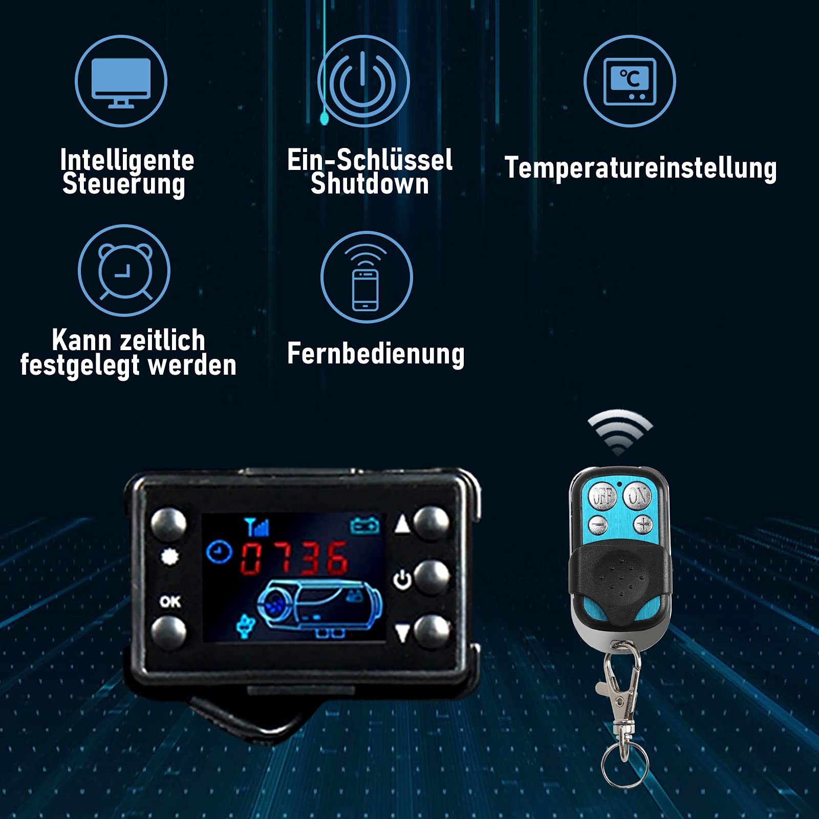Lospitch Diesel Standheizung 8 kW 12 V mit LCD Display und Fernbedienung
