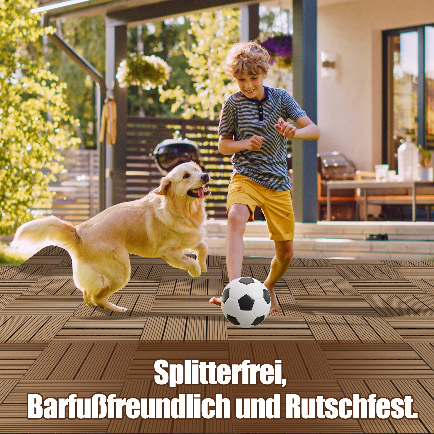 Lospitch WPC Terrassenfliesen 30 x 30 cm für Balkon und Terrasse