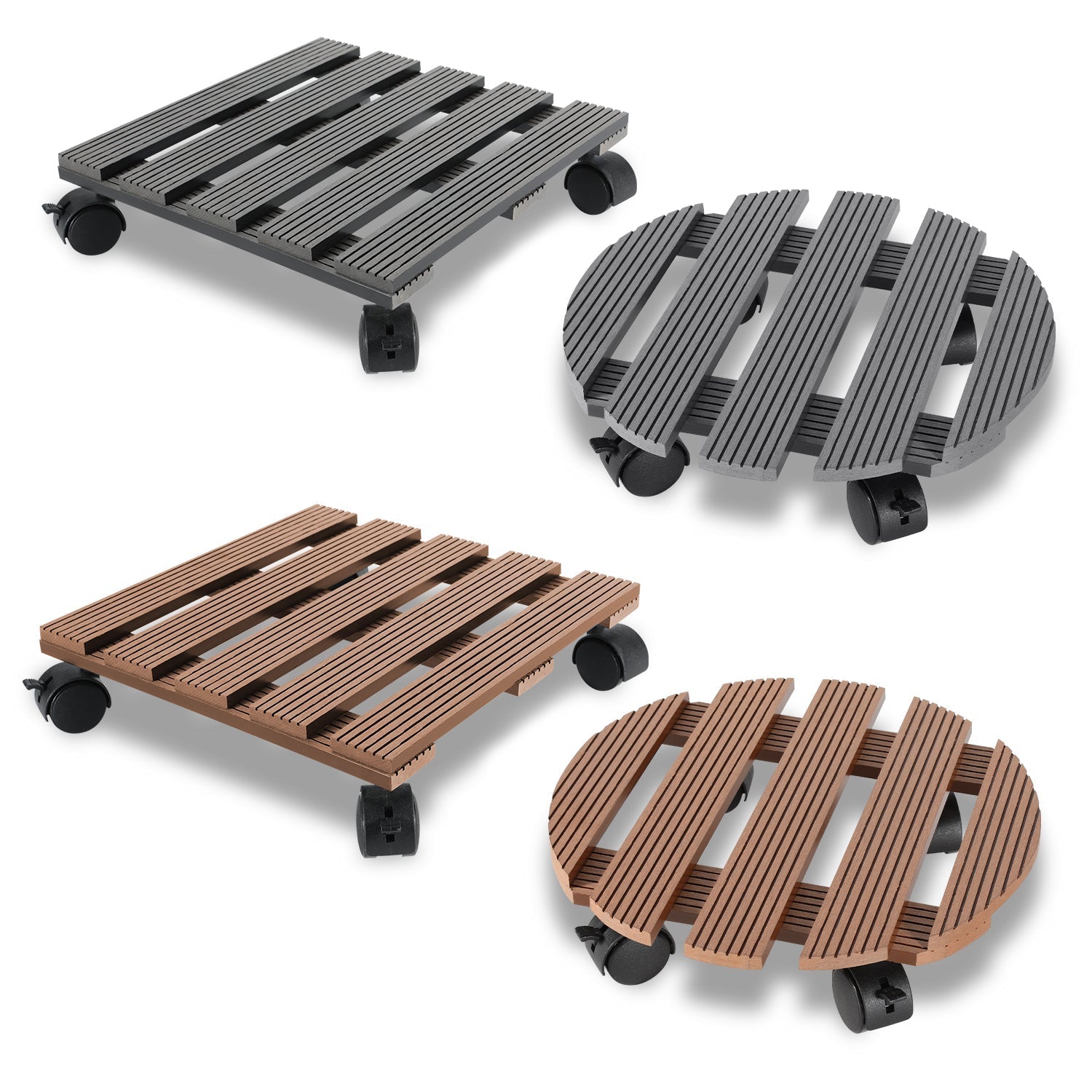 Lospitch WPC Pflanzenroller 30 x 30 cm für Blumentöpfe