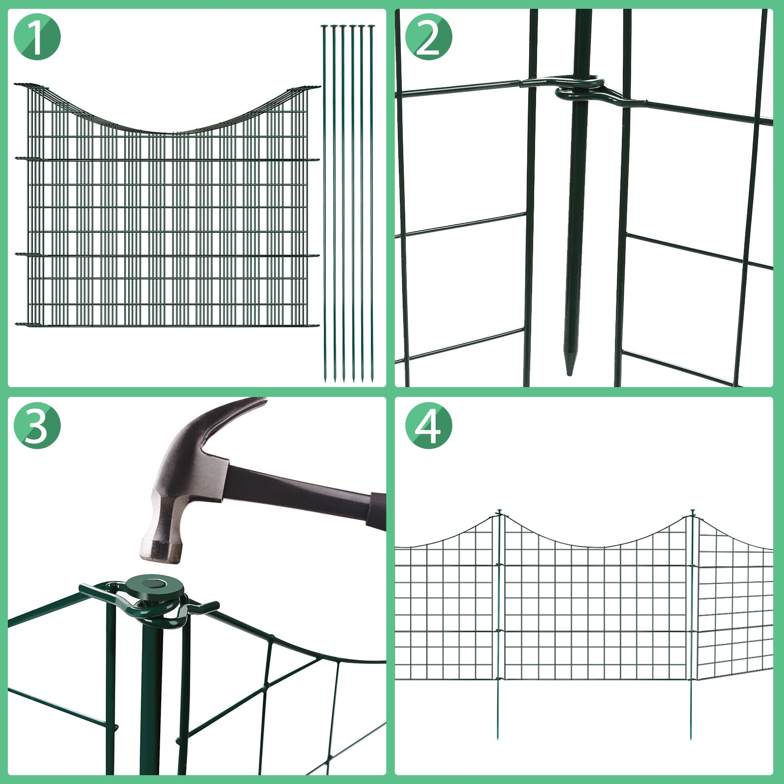 Lospitch Metall Gartenzaun 5er Set 3,74 m zum Stecken