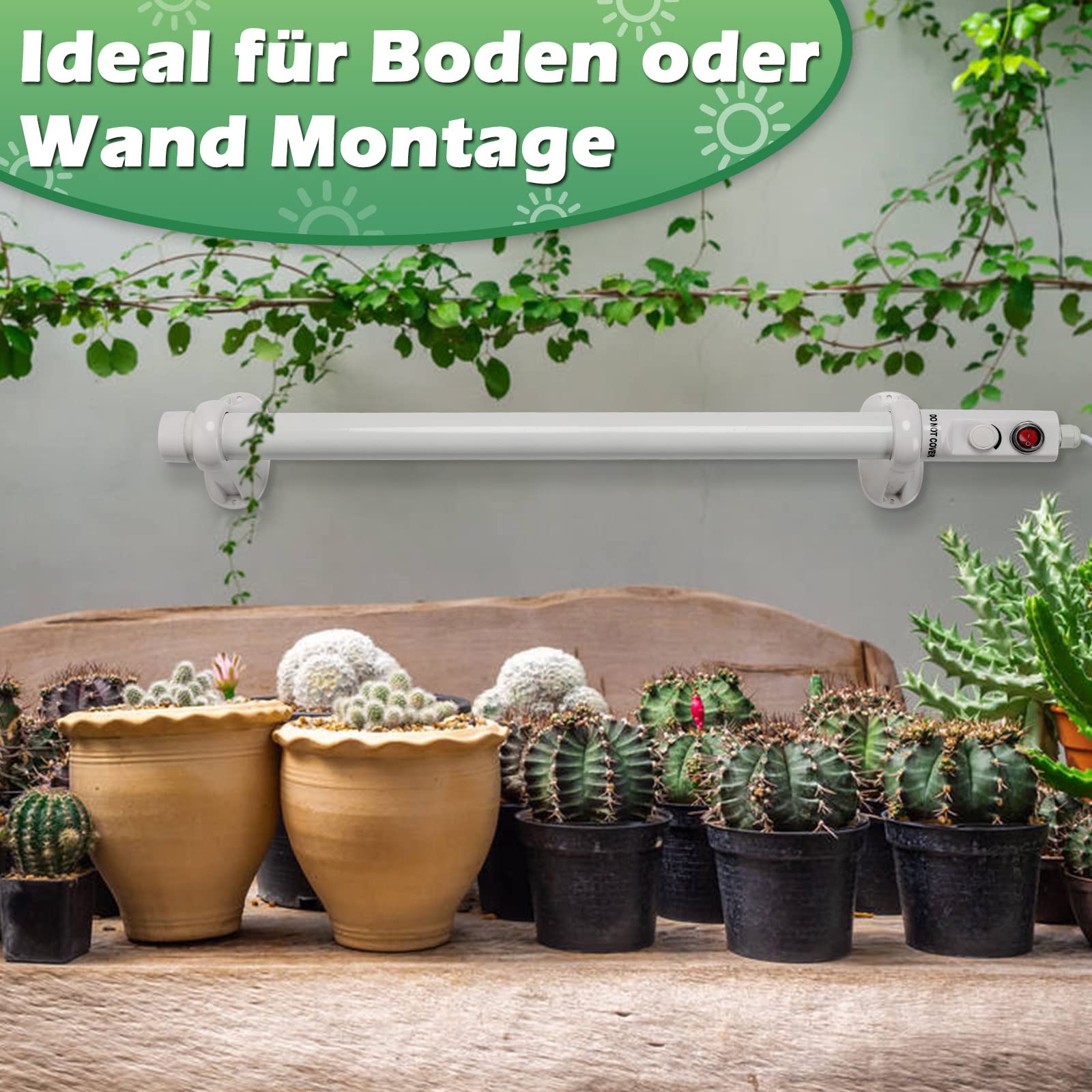 Lospitch Gewächshausheizung 55/90/135W IPX4 für Gewächshaus und Frühbeet