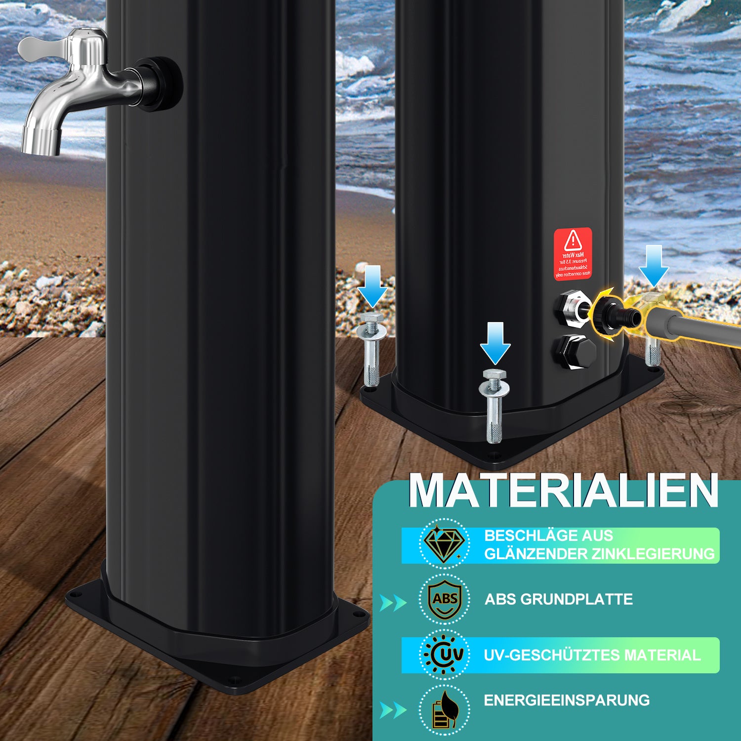 Lospitch Solar Gartendusche für Pool und Terrasse