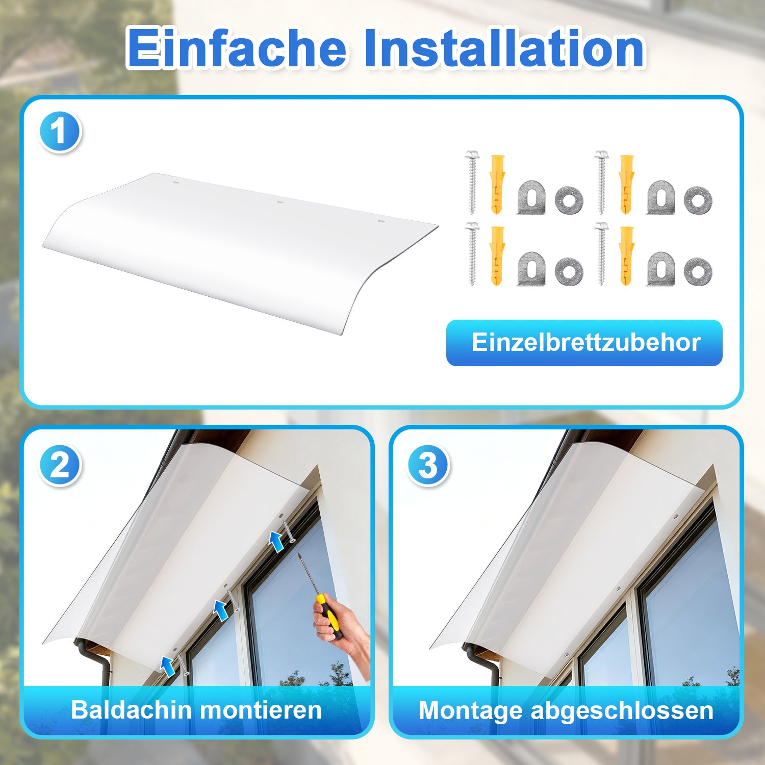 Lospitch Vordach 40 x 80 cm für Haustür und Fenster