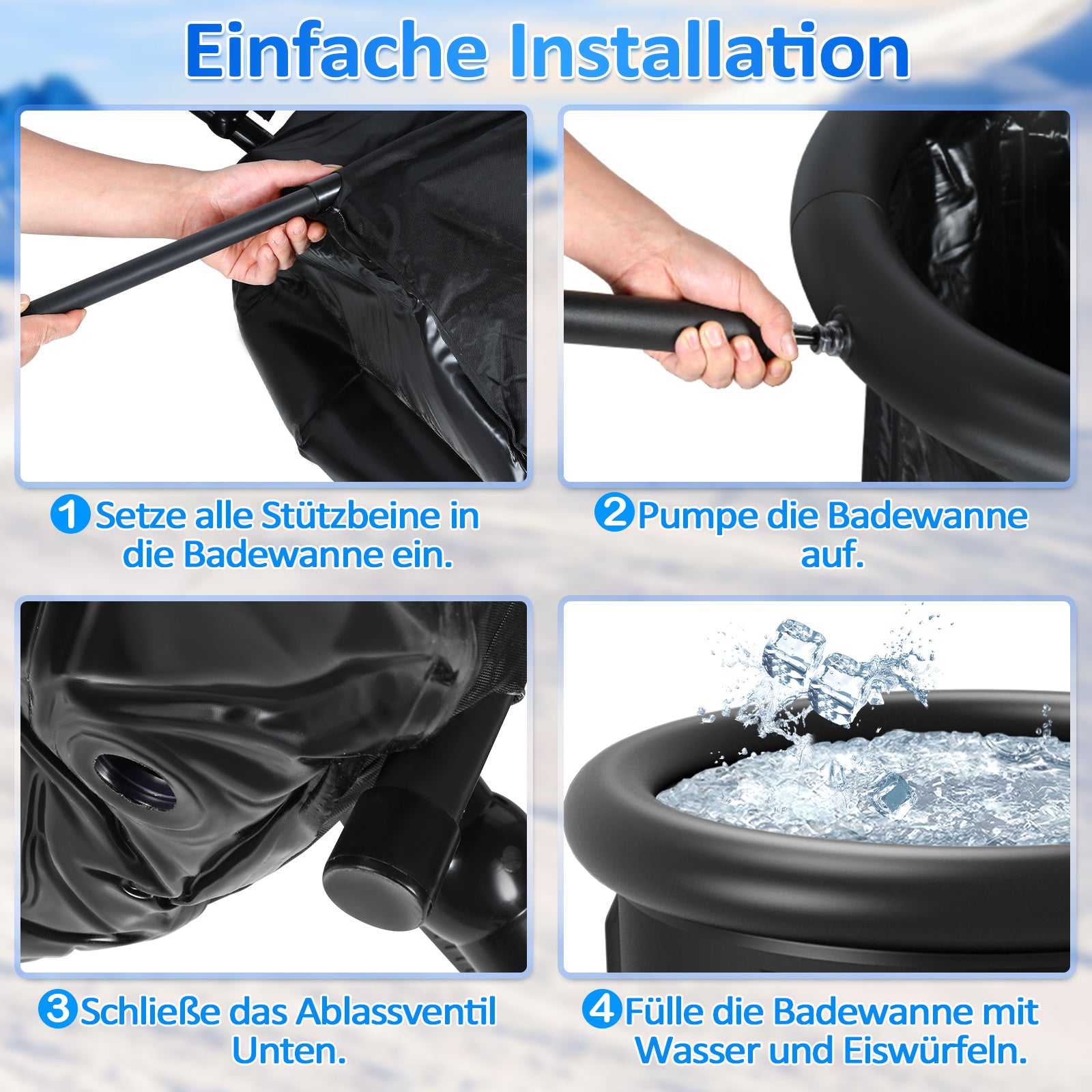 Lospitch Eisbaden Tonne mit Abdeckung für Garten und Terrasse