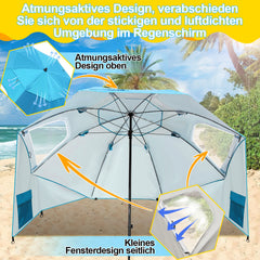 Lospitch Sonnenschirm Strandmuschel 2 in 1 UV50 210x200cm für Strand Camping