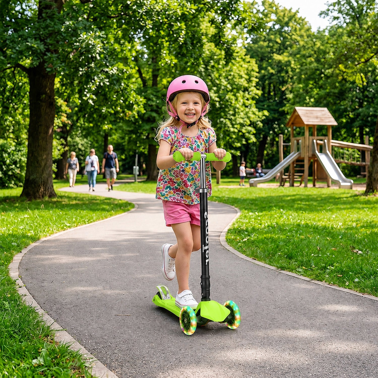 Lospitch Kinderroller Klappbar mit LED Rädern Höhenverstellbar 65 bis 82 cm