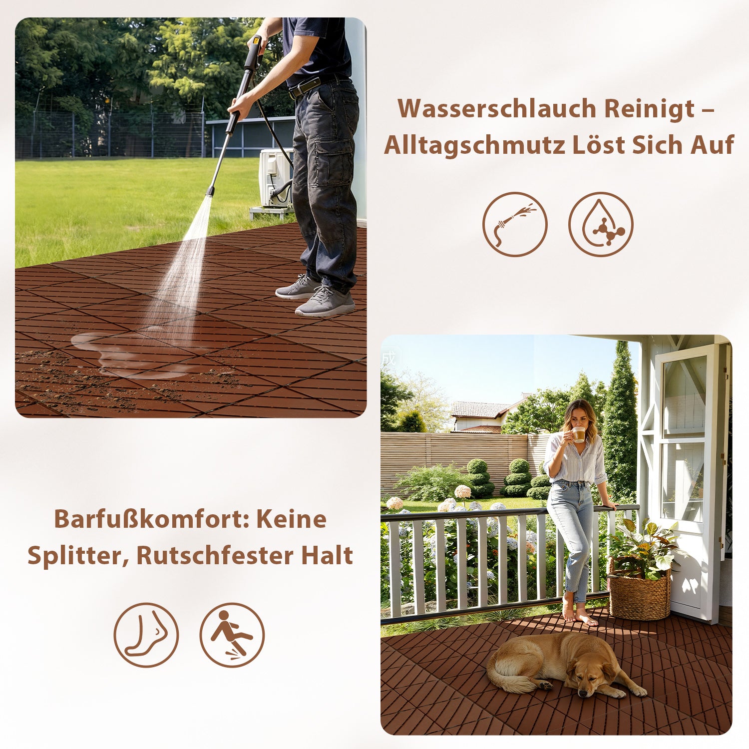 Lospitch PP Terrassenfliesen 30 x 30 cm