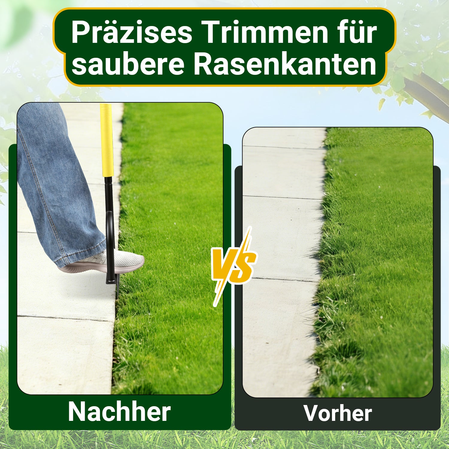 Lospitch Rasenkantenstecher mit Sägezahnklinge für Rasen und Beete